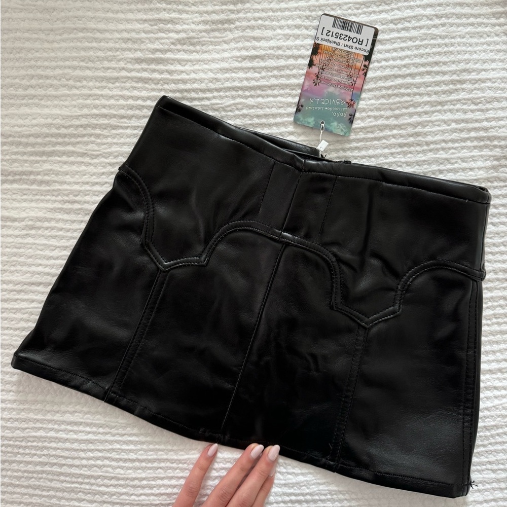 Revice Denim Encore Skirt - Black lace up faux leather skirt Brand New With Tags - Picture 7 of 10